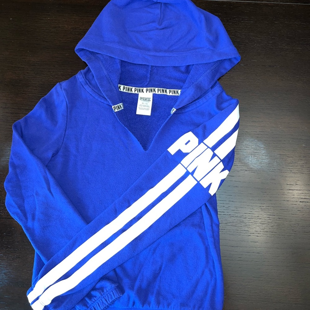 PINK Pullover Lightweight Blue Hoodie -Size XS